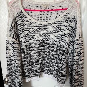 Promesa Black & White Marled Scoop Neck Sweater